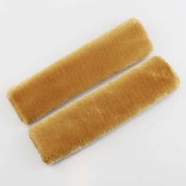 MIRKOO Plush Car Seat Belt Cover Pad, 2-Pack Soft Car Safety Seat Belt Strap Shoulder Pad for Adults and Children, Suitable for Car Seat Belt, Backpack, Shoulder Bag, Laptop Computer Bag(Light Gold)