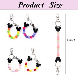 Eybila Mouse Ear Holder for Backpack Beaded Lanyard Keychain Park Trip Essentials Headband Display Decor Hanging Accessories Pink