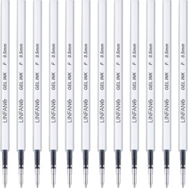 Black Gel Pens Refills, 12 Pack Retractable Gel Ink Pen Refills Bulk, Fine Point 0.5mm Tip Smooth Writing Quick Dry Gel Pen Refills for Journaling Writing School Office Supplies (12 Black)
