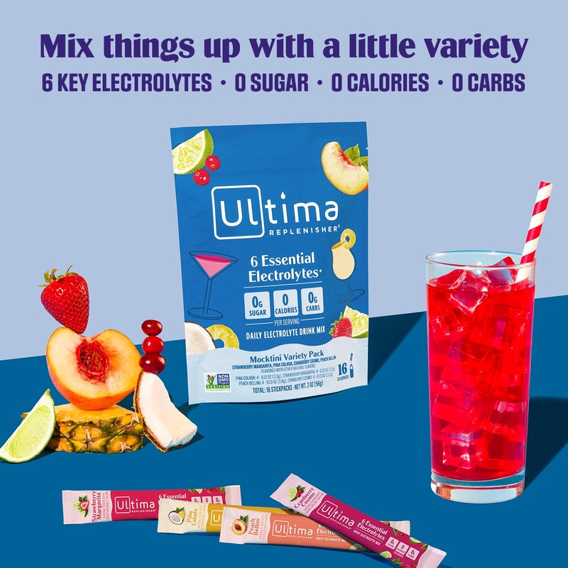 Ultima Replenisher Daily Electrolyte Powder – Mocktini Variety Pack, 16