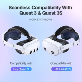 Head Strap for Meta/Oculus Quest 3/3S: Adjustable Quest 3/3S Elite Strap Replacement - Enhanced Comfort Support of VR Headset - Reduce Pressure Extend Playtime