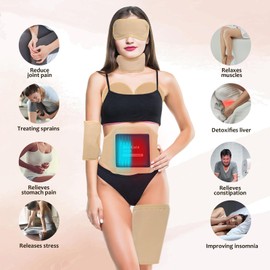 HuiJuKeJi 11 Pcs Castor Oil Pack Wrap with Hot/Cold Pad,Organic Cotton Castor Oil Kit with Adjustable Elastic Straps for Eyes Neck Chest Waist Knee Feet Body,Reusable Machine Washable Anti Oil Leak