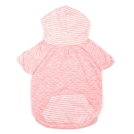 The Worthy Dog Lightweight Dot/Stripe Pullover Dog Hoodie, Super Soft And Stretchy Fabric, Classic Hoodie Style With Short Sleeves, Fits XXL Size Dogs, Pink