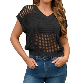 ZANNIA Women's Summer Crochet Top Hollow Out Detachable Sleeves Knit Sweater Vest Beach Cover Ups