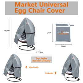 Enzeno Ei Patio Hanging Chair Cover, Outdoor Swing Egg Chair Cover, Waterproof, Anti-Dust with Zip, 210D Oxford Fabric, Porch, Garden, Lawn Chair Protection, Furniture Accessories, 115 x 190 cm (Grey)