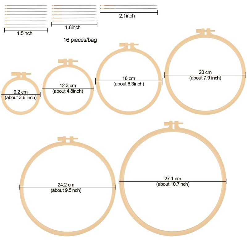 6 Pcs Embroidery Hoop 6 Size, Round Plastic Cross Stitch