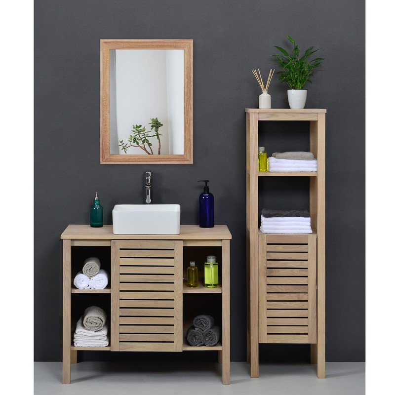AAZZKANG Rustic Mirrors for Wall Rectangle Wooden Frame Hanging Mirror