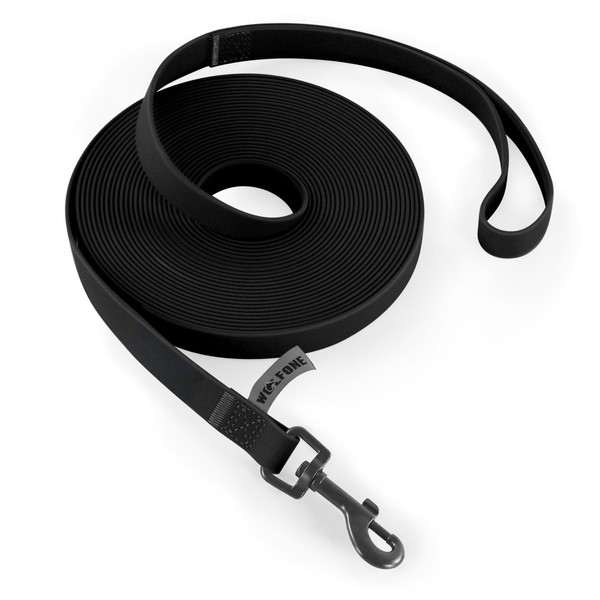 Wolfone 10ft Black Long Leash - Waterproof Training Dog Leash