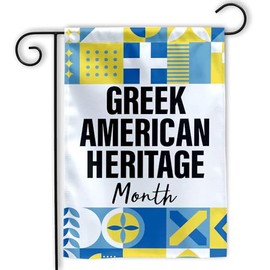 MAIANEY (12"x18") Greek American Heritage Month Garden Flag Greek American Garden Flag Greek Flag Greece Garden Flag Greek American Gifts Welcome Outdoor Decoration Yard House Patio Porch Double Sided