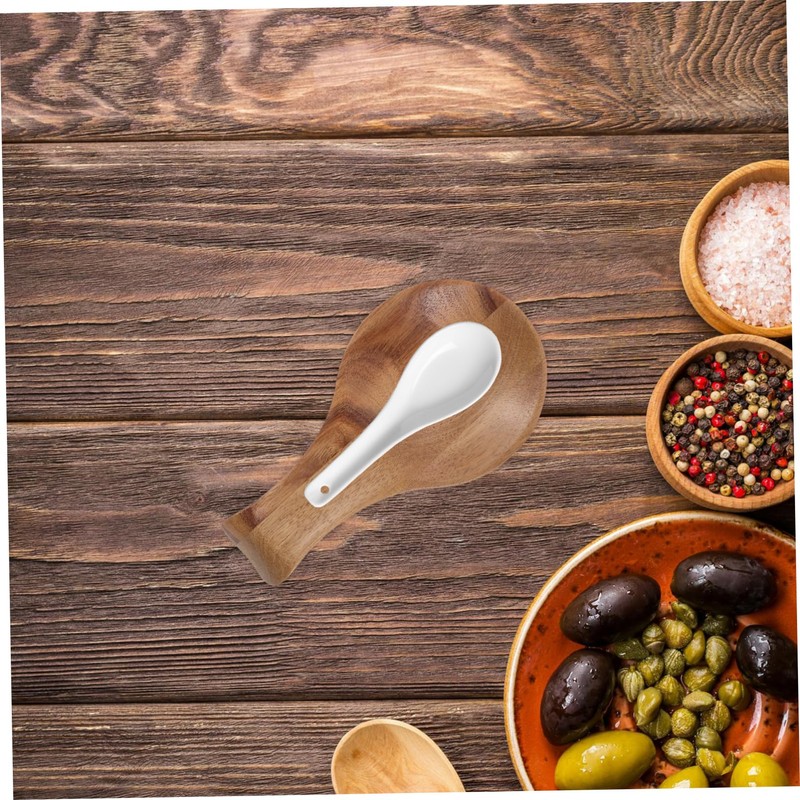 Ciieeo Wood Spoon Rest for Stove Wood Spoon Holder for