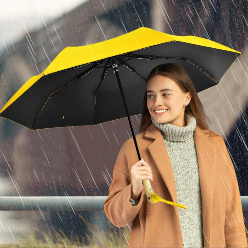 Duck Handle Umbrella - 3-Fold Umbrella,8 Ribs Umbrellas for Rain