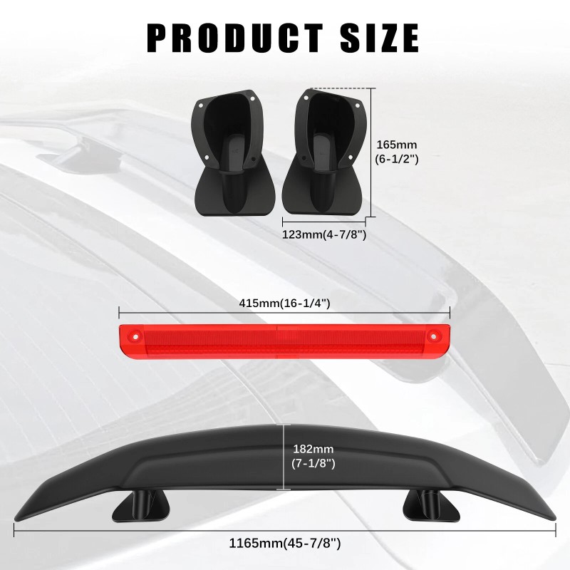 DREAMIZER 47" Matte Black ABS Rear Trunk Spoiler Wing Lip