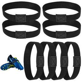 Pack of 8 Shoelaces Fixing Strap for Football Boots Against Loosening Bows, Tear-Resistant Fixation Made of Sustainable RPET, Shoelaces Fixing Band Football, for Football Boots, High Heel (Black),