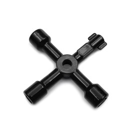 QYQRQF 4-Way Multi-Functional Utility Key, 4 in 1 Universal Cross Key Stainless Steel Triangle Square Key for Water Gas Meter Valve Elevator Cabinet (Black)
