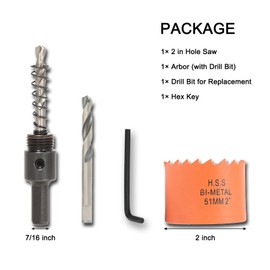 VIKITON 2 inch Hole Saw with Arbor for Cutting Metal Wood and Plastic, 51mm Bi-Metal Hole Cutter for Different Project with Smooth and Flat Drilling Edge, Fast Chip Removal