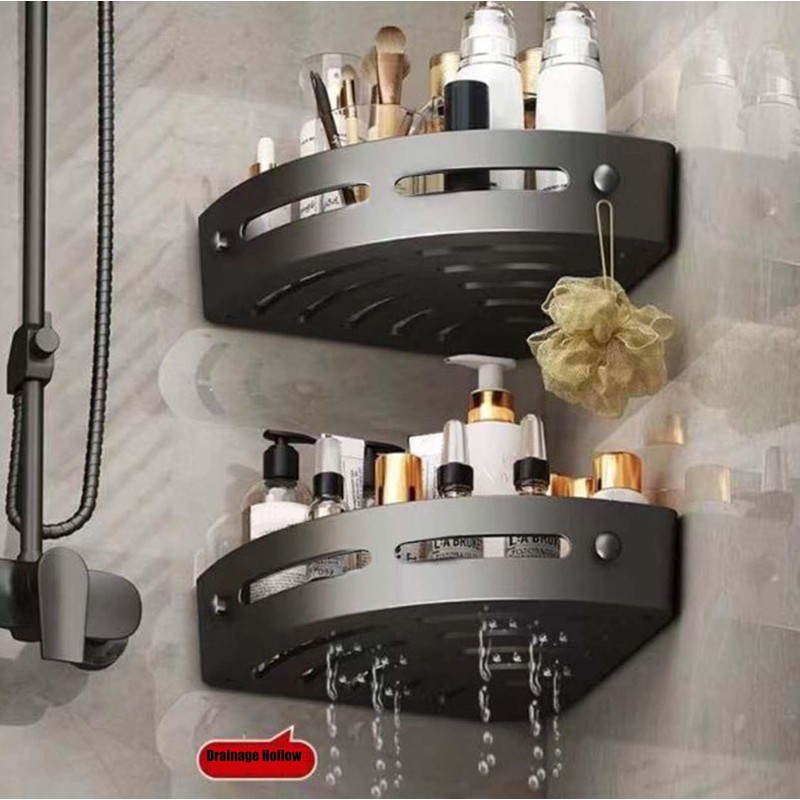 JORMEY Corner Shower Rack - Three-Piece No-Drill Corner Shelf Set,