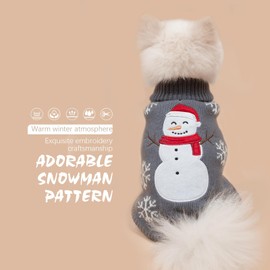 BINGPET Dog Sweater,Turtleneck Thick Pullover Small Dog Sweaters,Cute Snowman Embroidered Knitted Puppy Sweaters Doggy Winter,Cold Weather Warm Dog Clothes for Small Medium Large Dogs Girl Boy