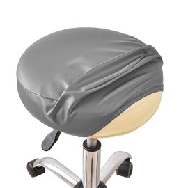 Lussenwert Round Bar Stool Covers Waterproof Set of 2, Stretch PU Round Bar Stool Covers Waterproof Round Bar Stool Seat Covers with Elastic Bands for 12-15 Inch Chair, Dark Gray