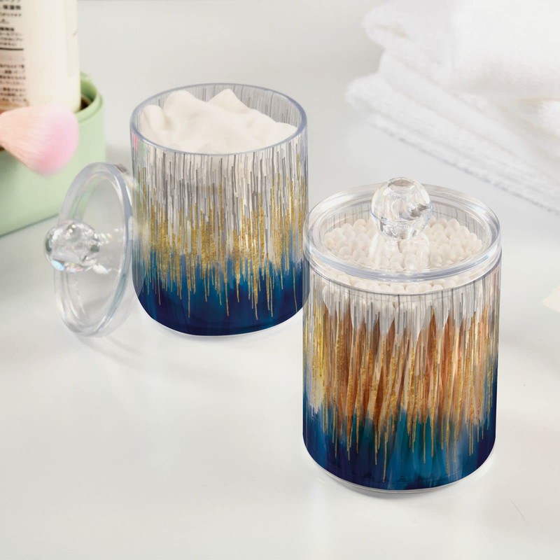 xigua 4 Pack Apothecary Jars with Lid, Gold & Blue,