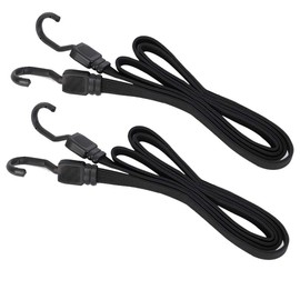 XSTRAP STANDARD 2PK 77 Inch Flat Bungee Cord Heavy Duty Adjustable Long Straps with Hooks for Hand Truck, Camping, Motorcycle, Cars, Bikes, Luggage Rack (Black)
