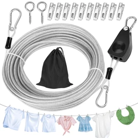 Windspeed Retractable Clothesline Outdoor Heavy Duty Travel Clothesline Retractable Clothes Line for Outside Travel Camping Cloth Line, Galvanized Steel Material, and 10 Clips, Storage Bag (50Ft)