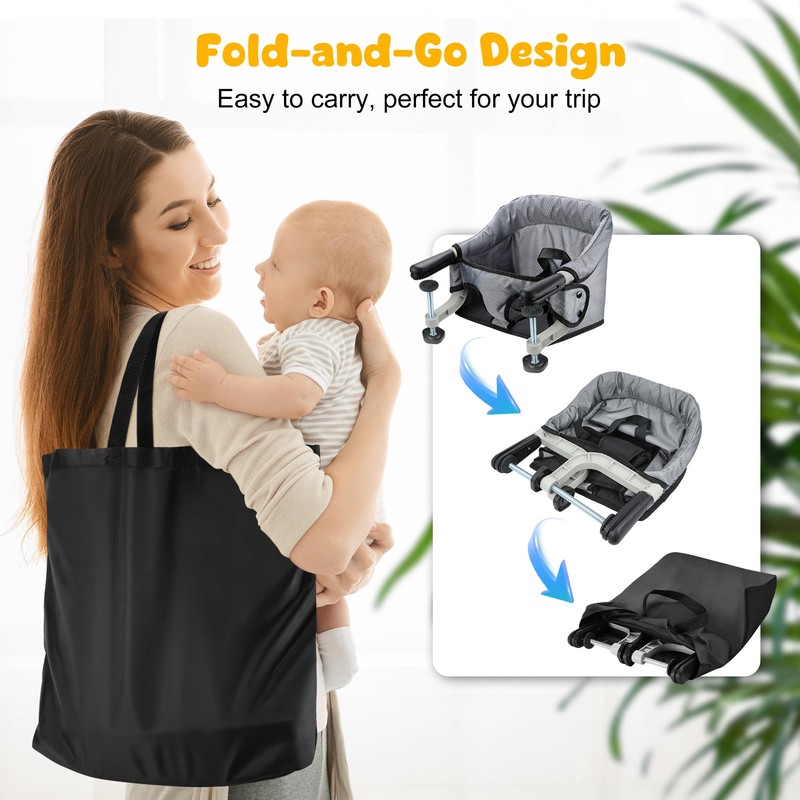 Toogel Hook On High Chair, Foldable Travel Clip Seat for