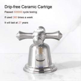 RKF Faucet- Replacement Classic Cross Knobs Handles with Valve Faucet Accessory Faucet Parts Faucet Kit Brushed Nickel W033