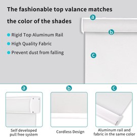 MYshade Custom Cordless Roller Shades, Blackout Roller Blinds with Valance Cover, Room Darkening Window Shades for Home, Office, Bathroom, French Door, UV Blocking, Thermal Insulated