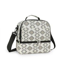 Baby's Geometric Diaper Tote Bag Small Breast Pump Bag Breastmilk Cooler Bag Double Layer for Mother Breast Milk Storage Bag (Rectangle)