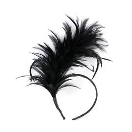 Lurrose Vintage Feather Fascinator Headband for Women Cocktail Party Black