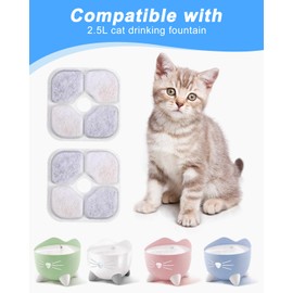 Yulado Filter Cat Fountain, Pack of 10 Drinking Fountain Filter for 2.5 L Drinking Fountain for Cat, Replacement Filter, Triple Filter System, Cat Water Fountain Filter, Compatible with Pixi Pet