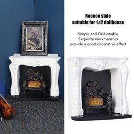 Dollhouse LED Fireplace Rococo Style Switch Simple Resin Portable 1:12 Miniature Dollhouse 1:12 Dollhouse Decoration