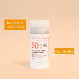 Alphanova Organic Sun Sport Sonnenstick SPF50+, Bioweiß, 12 g