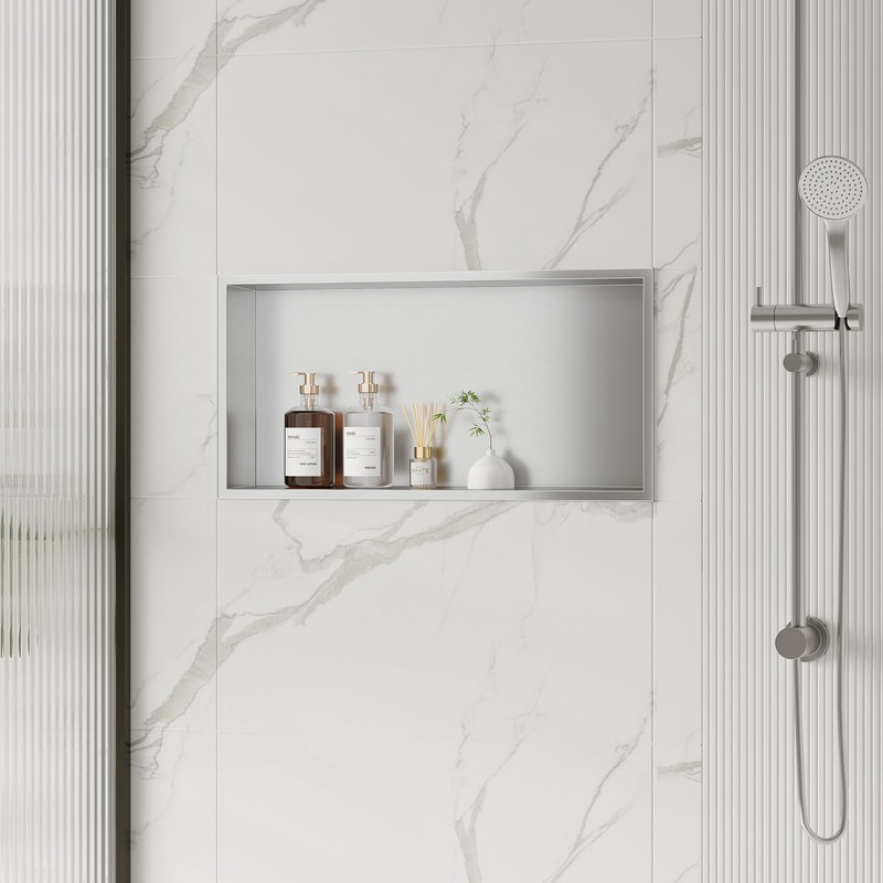 Qeke Stainless Steel Shower Niche 24" X 12", No Tile