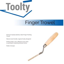 Toolty Tuck Pointer Trowel, Stainless Steel Finger Pointing Trowel, Hand Tool - with Wooden Handle - 6mm - Bricklayer, DIY - TLTY-0314