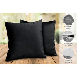 BEAUTEX Lea Velvet Cushion Covers, Set of 2, Premium Cushion Covers, Sofa and Decorative Cushions, Choice of Sizes and Colours (45 x 45 cm, Black)