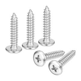 sourcing map M5x25mm Flat Head Phillips Drive Self Tapping Screws, 304 Stainless Steel Cross Drive Fastener Screws, Silver, Pack of 50
