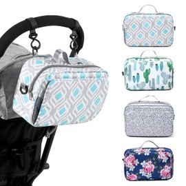 Baby Stroller Bag Caddy Organizer for Baby Storage On the Go with Muti Pockets, Non-Slip Stroller Hooks and Adjustable Strap