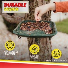 Outdoors Bird Feeder - Tray for Wild Birds and Squirrels for Outside - Cardinal, Finch, Thistle Bird, Woodpecker, Bluebird and More - Outdoor Feeding Station for Garden and Yard - Heavy Duty Platform