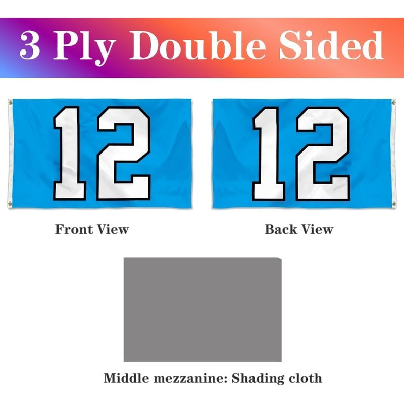 3ply Double Sided - 12TH Man Light Blue Flag Banner