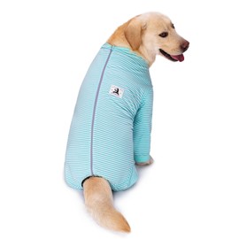 Dog Recovery Suit for Medium Large Dogs After Surgery, Striped Dog Onesie for Abdominal Wounds, Full Coverage Dog Bodysuit Male Female, Long Sleeve Dogs Pajamas Pjs with Zip