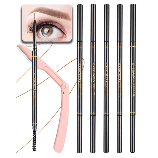 SUMEITANG Medium Brown Eye Brow Pencils for Women, 6Pcs Waterproof
