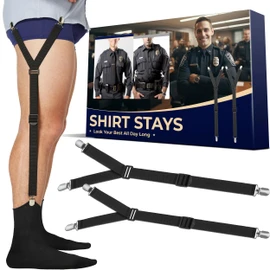 Shirt Stays Adjustable Soft and Smooth Elastic with Non Slip Clips Perfect Sock Garters for Military or Professional