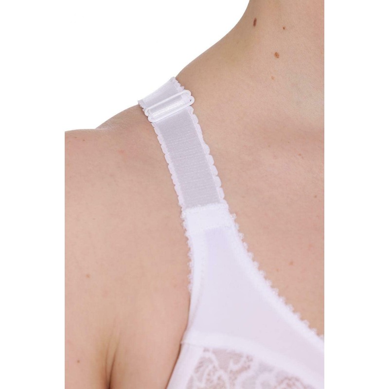 Gemm Womens White Front Fastening Non Wired Firm Support Lace