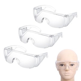 Doukesh 3 PCS Safety Glasses Protective Glasses Anti-Fog Safety Goggles Clear Safety Glasses Eye Protection Glasses Anti Splash Anti Scratch Anti Dust Lab Goggles for Work Construction Chemistry