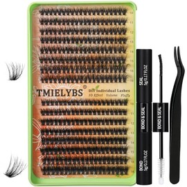 Fluffy Lash Extension Kit 40D+50D 320Pcs Clusters Eyelash Extension Kit with Bond and Seal, Tweezers, 10-16MM D Curl Volume Super Soft Wispy Eyelashes Plant Fibres DIY Individual Lashes, by TMIELYBS