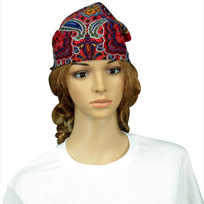 Sunshine Joy Paisley Hippie Bandana 22x22 Inches - Classic Red