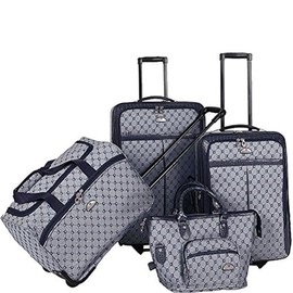 HomeStock 4-Piece Luggage Set with Rolling Upright Cases and Duffel, Easy-to-Spot Chic Print, Telescoping Handle, in-Line Skate Wheels, Corner Protection, Expandable for Extra Packing, Fully Lined