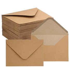 Pack of 100 Kraft Paper Envelopes, 130 g/m² Brown Envelopes, 17.5 x 12.5 cm Envelopes Kraft Paper with Wet Seal, Envelopes B6 Without Window, Kraft Paper Envelopes for Invitations