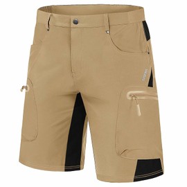 MAGCOMSEN Men's Work Shorts Cargo Outdoor Hiking Walking Elastic Waist Quick Dry with Zip Pockets Khaki, 36